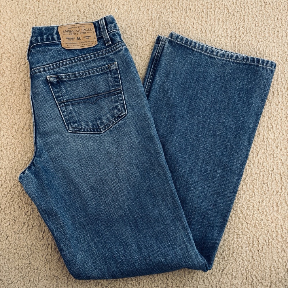 American Eagle Real Flare Jeans Womens 10 Reg Blue Low Rise Vintage Y2K Boho
